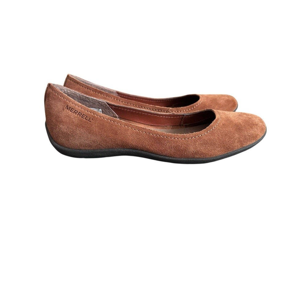 Merrell Shoe Womens 10 Tan Leather Avesso Oak Slip On Shoe Oak Ballet Flat‎